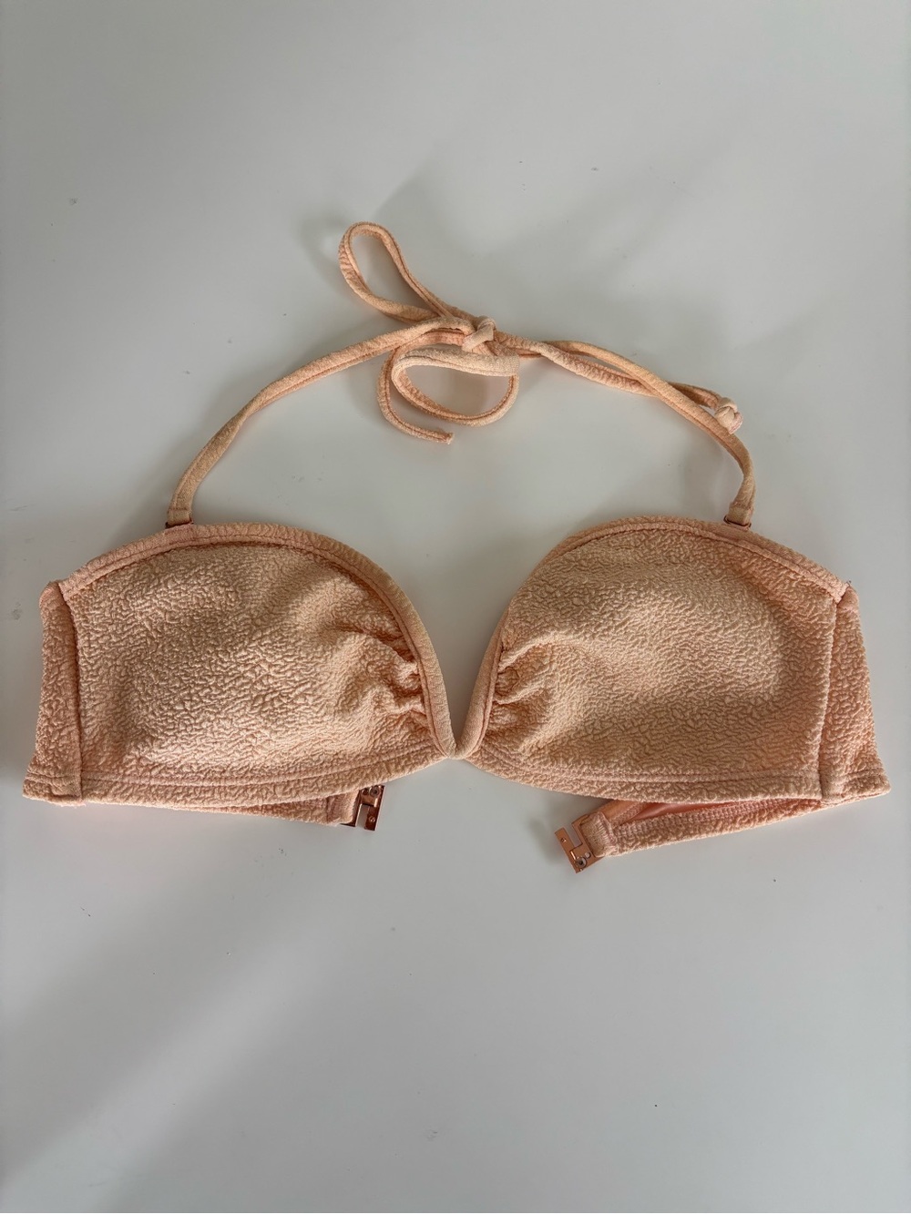 H&M Peach Textured Halter Bikini Top